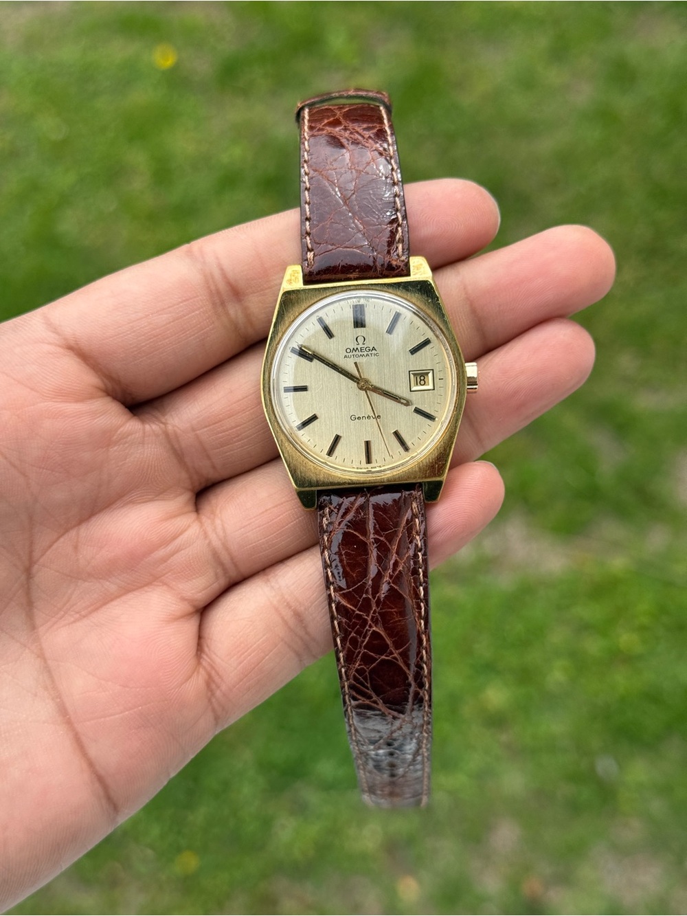 Omega Geneve Vintage Automatic Caliber 1481 Men's Watch brown leather strap - Picture 3 of 12
